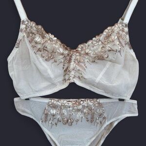 Embroidery Mesh Bralette & Matching Embroidery Mesh Cheeky Panty